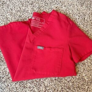 Figs Neon Red Medical Scrub Top